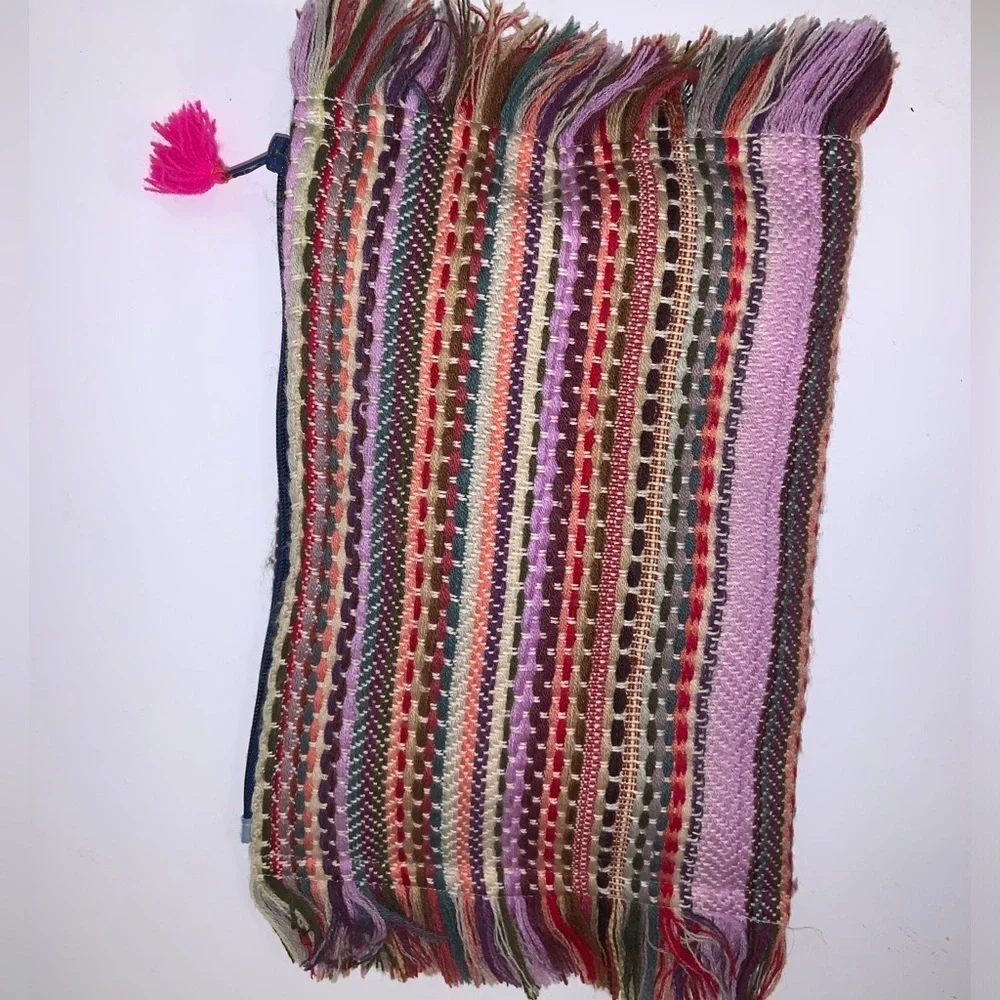 Karma Living Wonderlust Fringe Multicolor Woven Pouch
